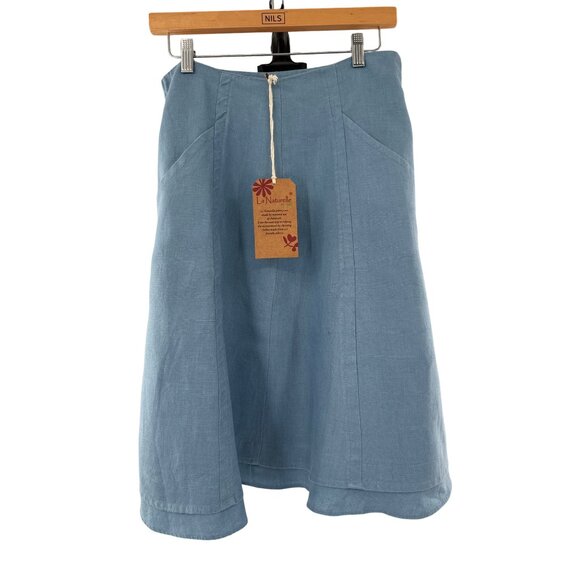 La Naturelle Linen Womens Skirt S Blue Eco-Friendly Sustainable - Picture 1 of 7